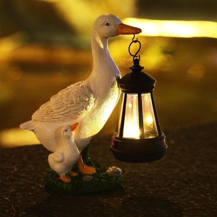 Solar Figuren für Aussen, Wasserdicht Gartenfiguren Gross mit Solar Laterne, Harz LED Solar Gartende