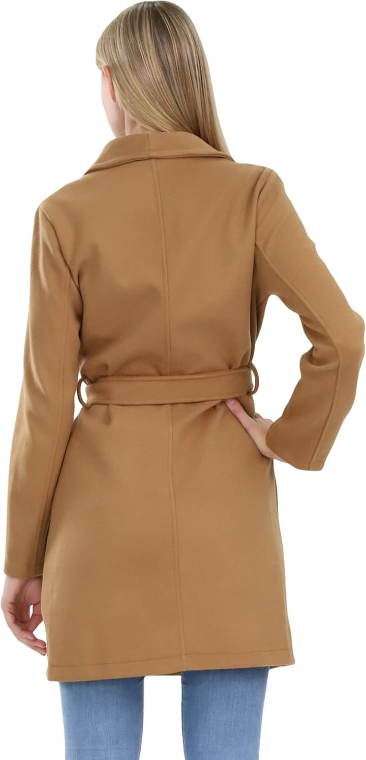 malito – Damen Trenchcoat einfarbig mit Gürtel & Taschen – klassischer Mantel für Herbst & Winter –