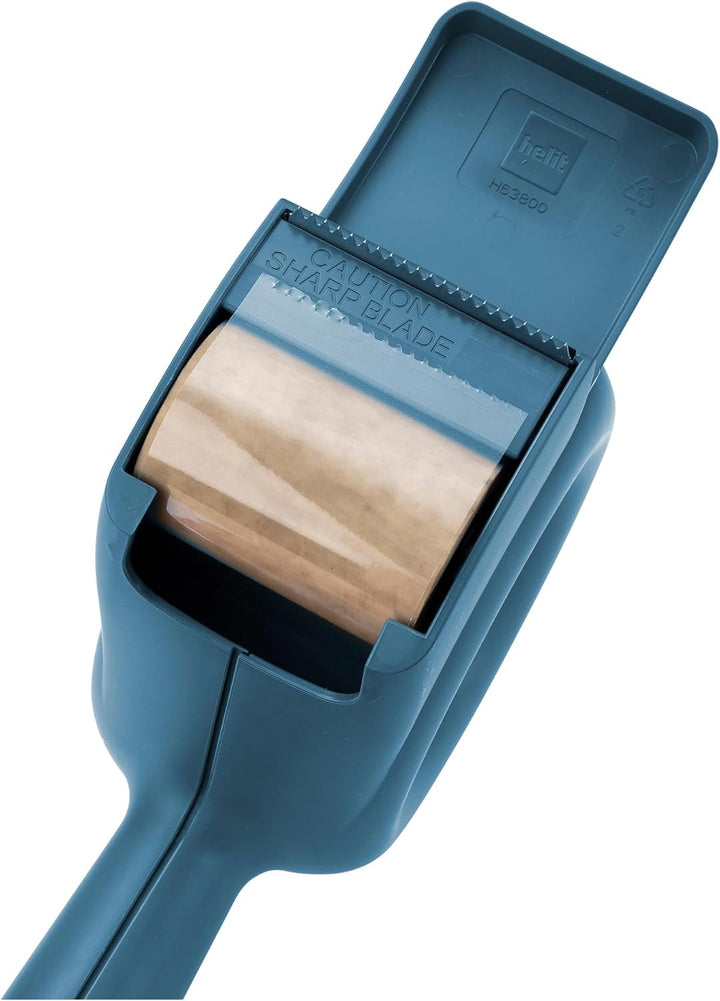 helit H6380034 - Klebebandabroller „the bagel“, blau, Paketbandabroller, Kleberoller, Handabroller,