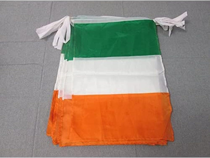 AZ FLAG FAHNENKETTE Irland 12 Meter mit 20 flaggen 45x30cm- IRISCHE Girlande Flaggenkette 30 x 45 cm