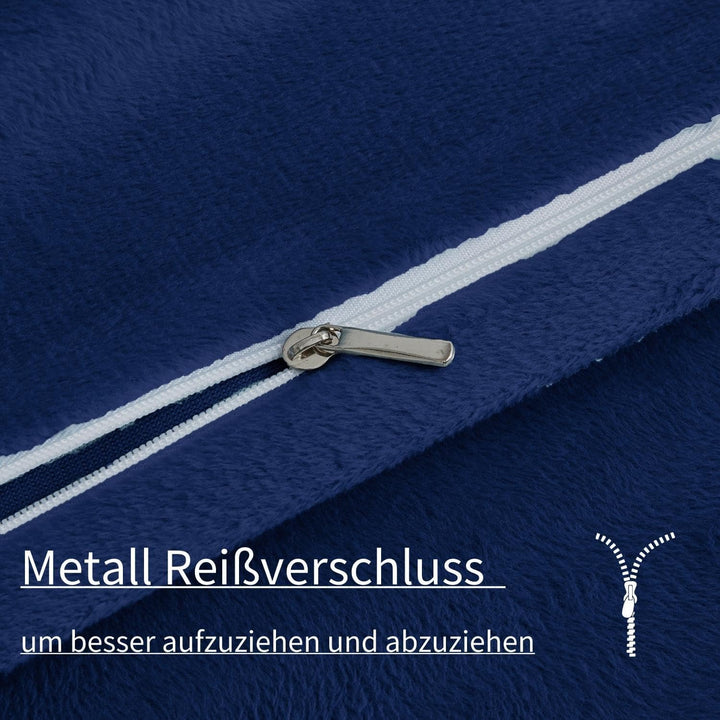 Boqingzhu Flanell Winter Bettwäsche 135x200cm 4Teilig Plüsch Biber Blau Dunkelblau Warm Kuschelig Fl