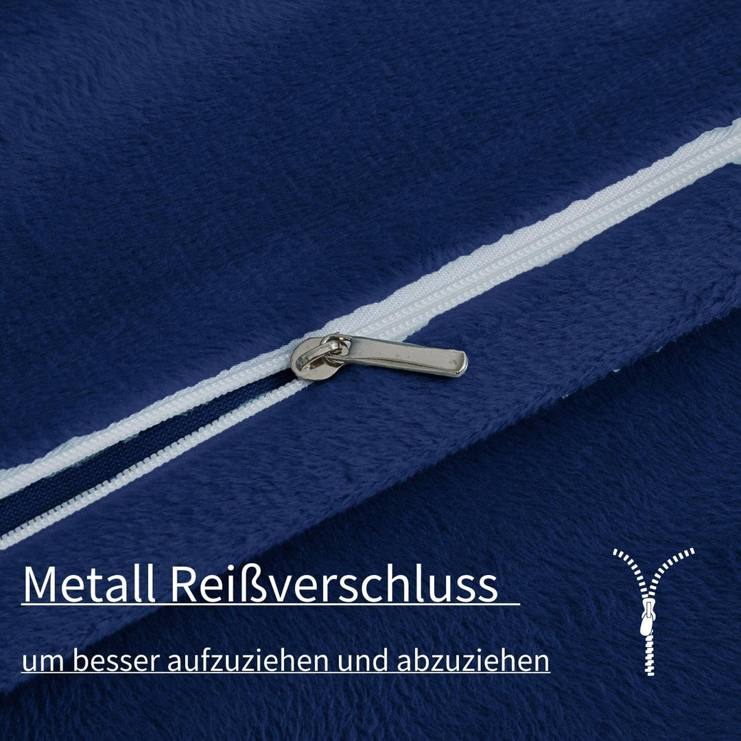 Boqingzhu Flanell Winter Bettwäsche 155×220cm Plüsch Biber Blau Dunkelblau Warm Kuschelig Flauschig