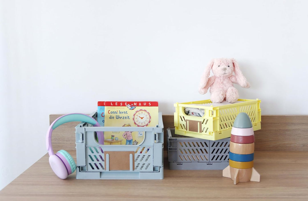 Kindsgut Klappkisten-Set, faltbare Aufbewahrungs-Box aus Kunststoff, mehr Ordnung in dezenten Farben