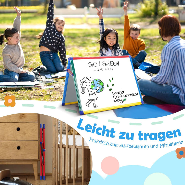 SwanSea A2 Magnettafel Kinder Staffelei, Whiteboard-Tischplatte, Doppelseitig, Trocken Abwischbar, m