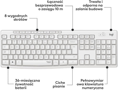 Logitech MK295 kabelloses Tastatur-Maus-Set mit SilentTouch-Technologie, Shortcut-Tasten, optischer