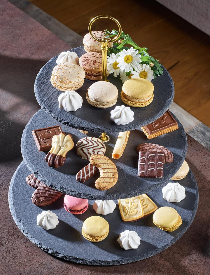 ECHTWERK EW-ET-1782G Etagere-/ Servier-Ablage für Gebäck, Obst, Käse und Dessert aus Naturschiefer m