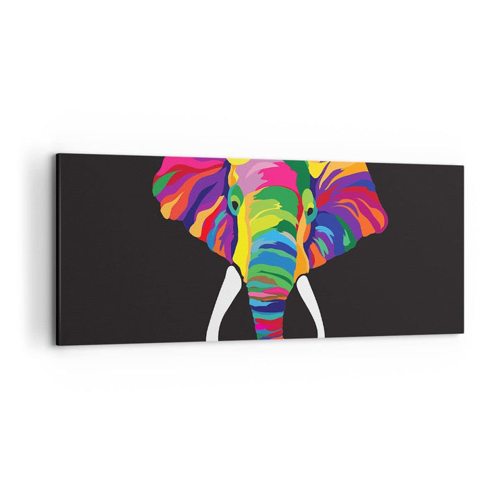 Wandbilder Dekoration Wohnzimmer Elefant spass bunt tier Panorama Bilder auf Leinwand 120x50cm Leinw