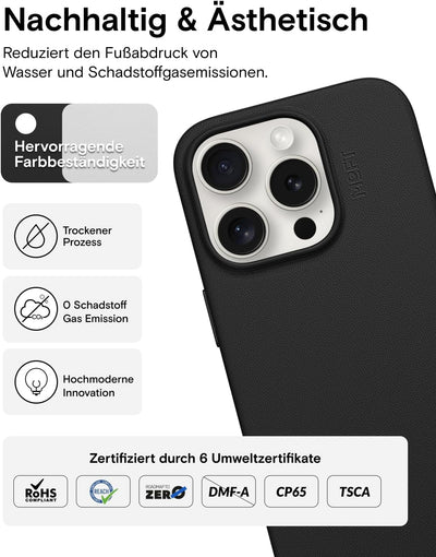 MOFT Magnetische Hülle für iPhone 14 Pro Kompatibel mit MagSafe, MOVAS Vegane Lederhülle, Weiches Be