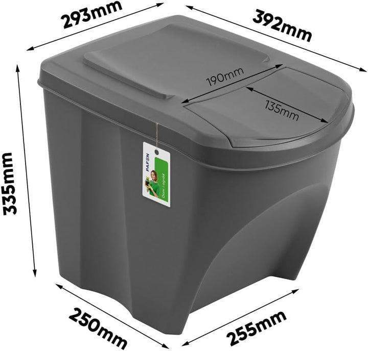 Mülleimer SET Mülltrennsystem 4x25L – Abfalleimer Set mit Deckel und farbigen Aufklebern Recycling B