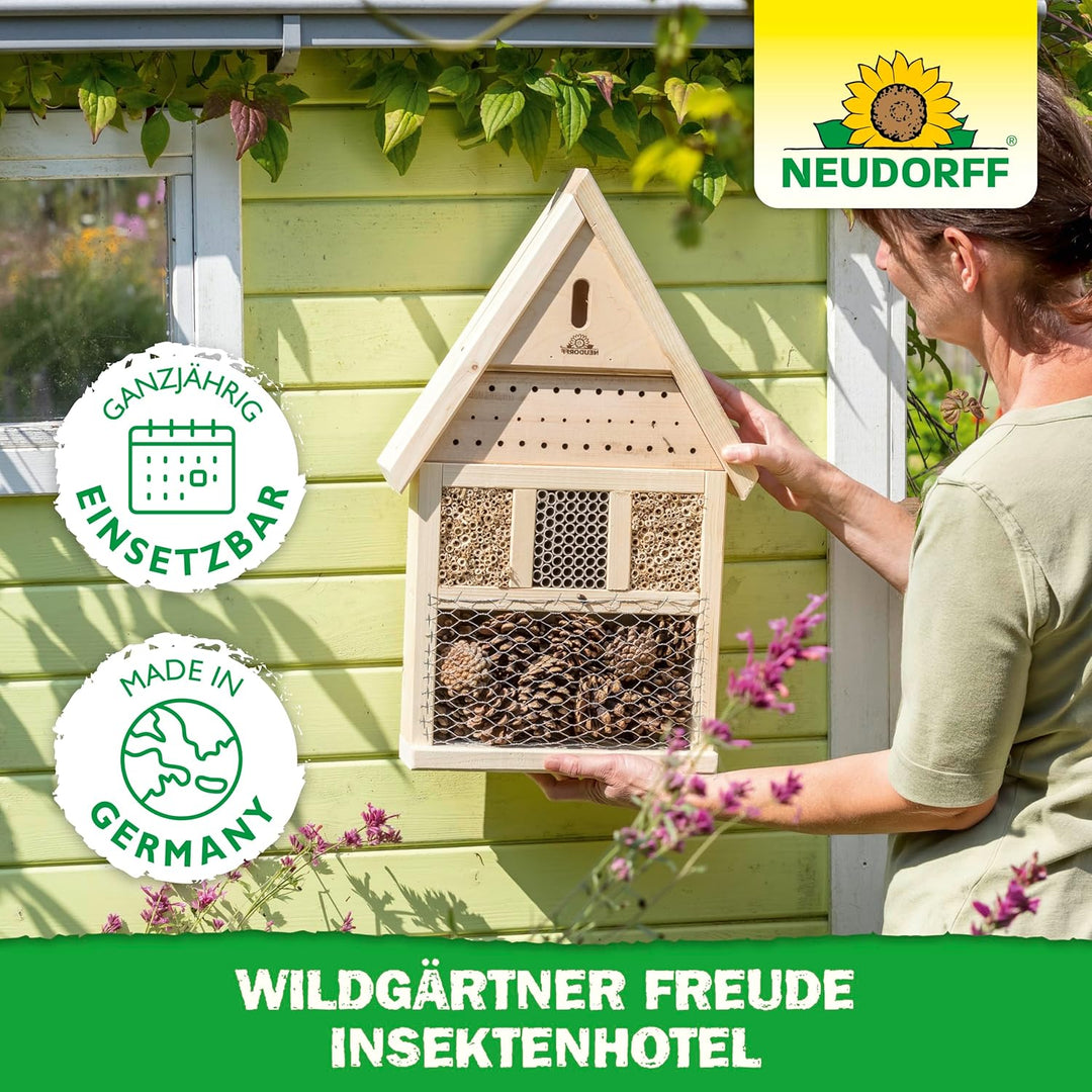 Neudorff Wildgärtner Freude Insektenhotel als Nist- und Überwinterungshilfe für Wildbienen, Marienkä