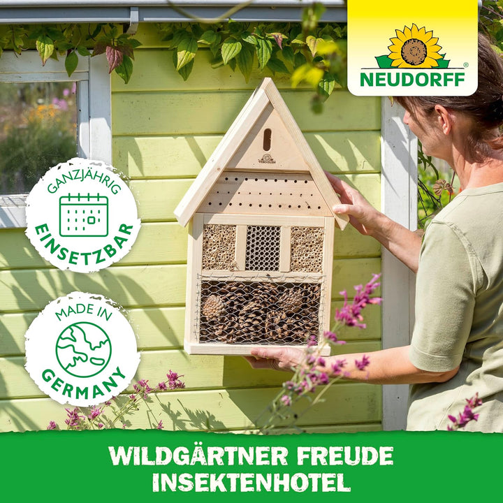 Neudorff Wildgärtner Freude Insektenhotel als Nist- und Überwinterungshilfe für Wildbienen, Marienkä