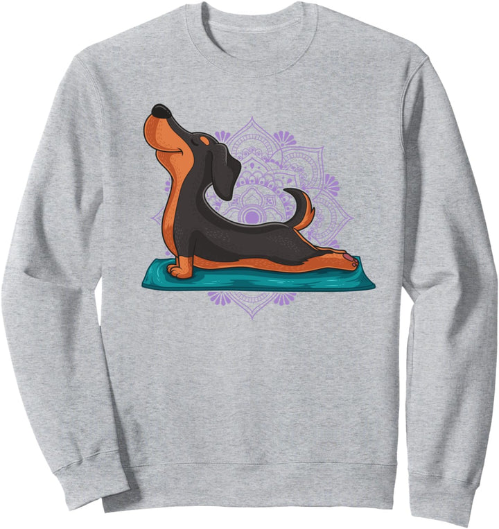 Niedlicher Dackel Hund Yoga Position Workout Instructor Sweatshirt