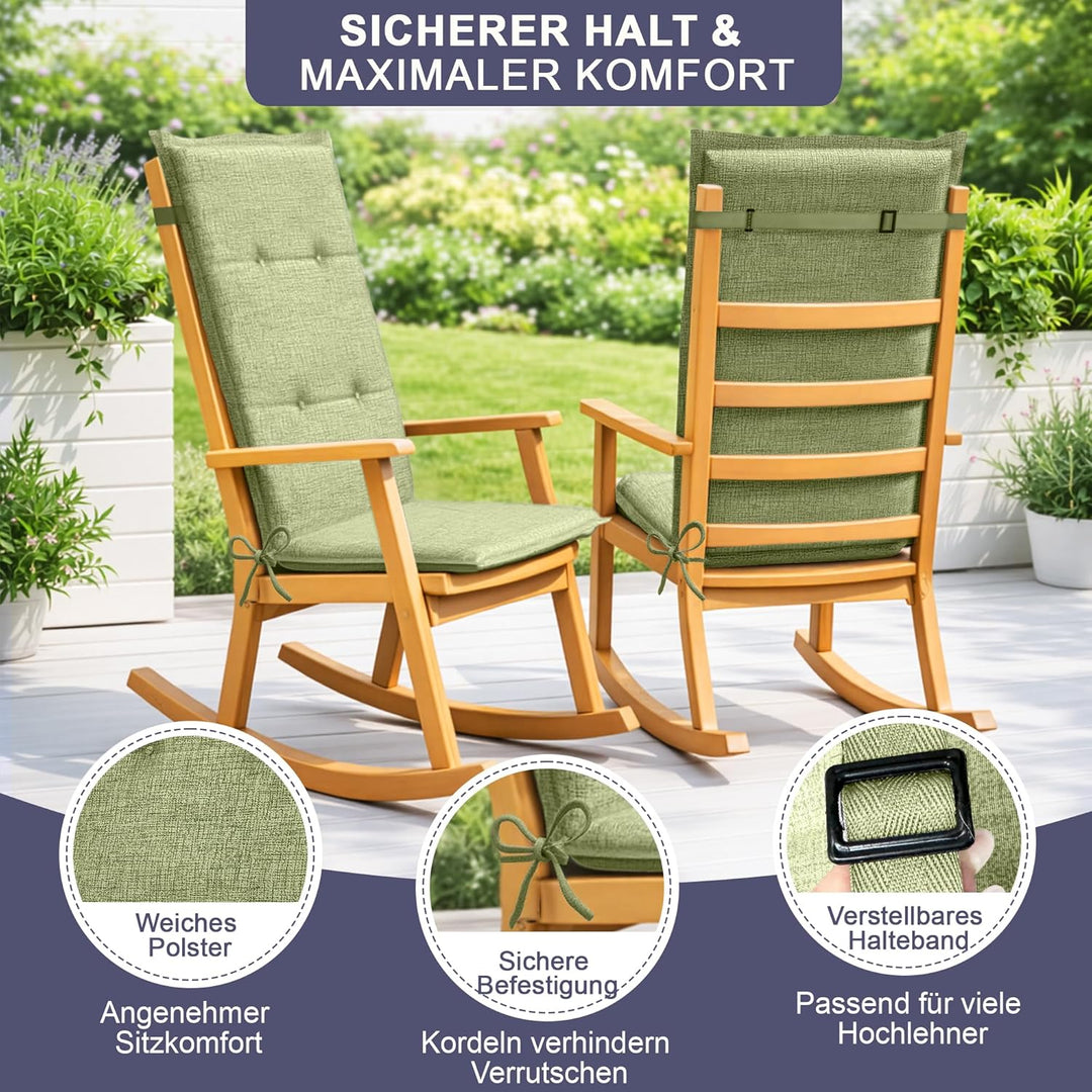 Relexo Premium - Hochlehner Auflage Gartenstuhl Stuhlauflage mit Polster, Outdoor Sitzkissen & Stuhl