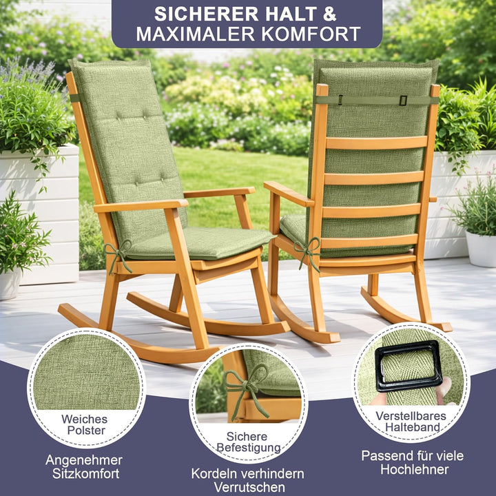 Relexo Premium - Hochlehner Auflage Gartenstuhl Stuhlauflage mit Polster, Outdoor Sitzkissen & Stuhl