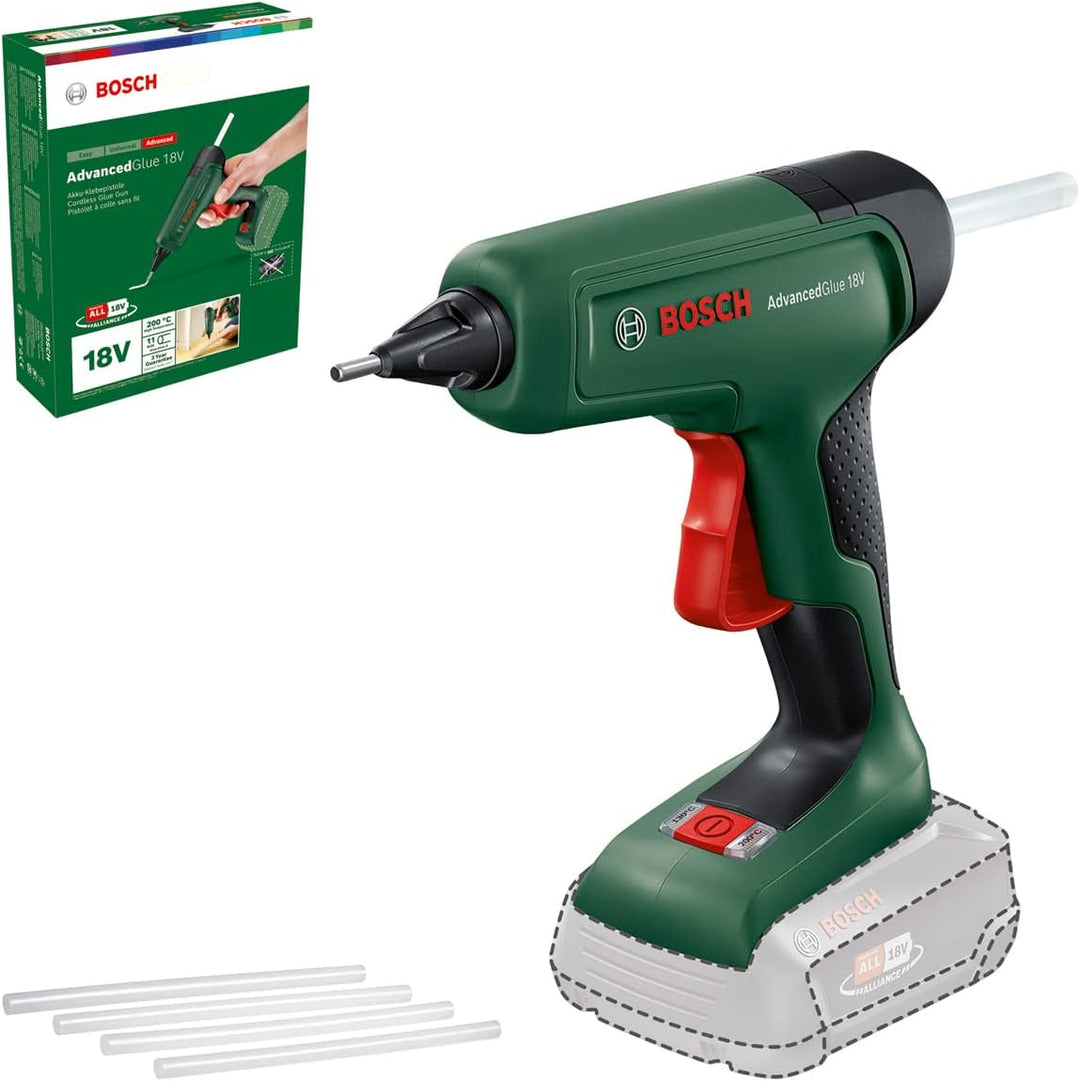 Bosch Home and Garden Cordless glue gun AdvancedGlue 18 V + Bosch Glue Stick for Glue Guns AdvancedG