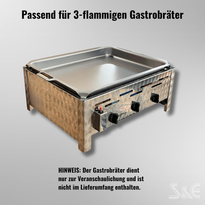Made in Germany | Stahlpfanne 63 × 51 cm für 3-flammigen Gastrobräter – Ersatzwanne, Profi-Zubehör f