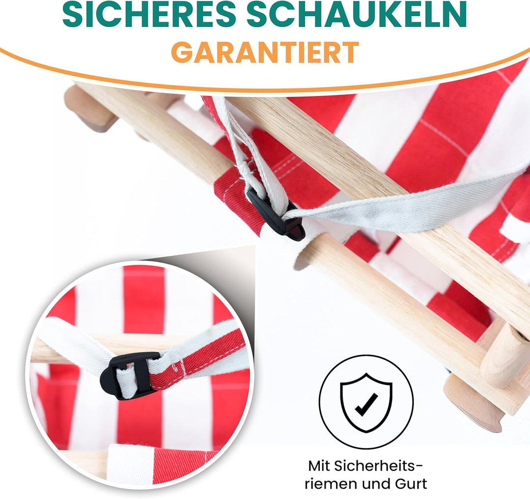 Gartenpirat Babyschaukel aus Holz und Stoff rot/weiss Babysitz Schaukelsitz, Rot