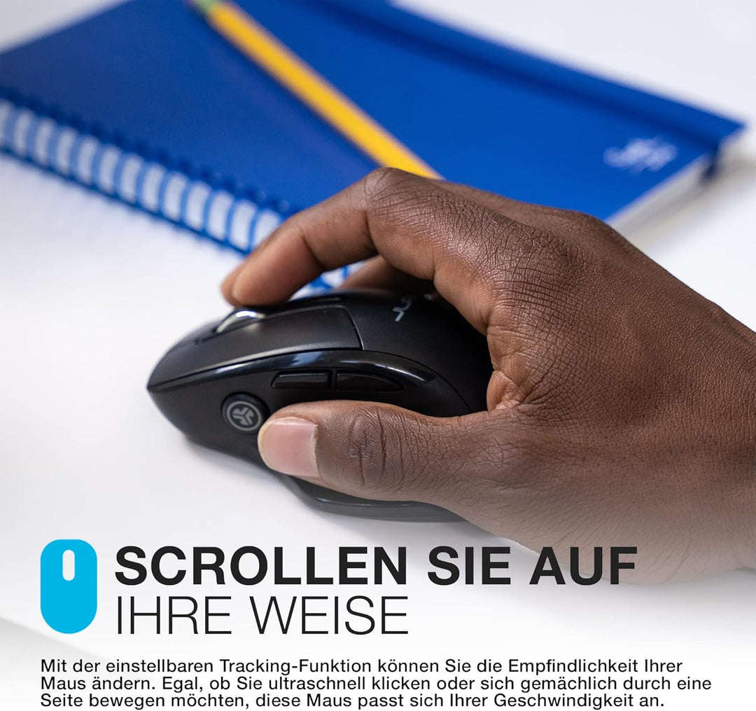 JLab JBuds Bluetooth Maus, Ergonomisches Design 7 Tasten, Bis zu DREI Benutzerprofile, JBuds