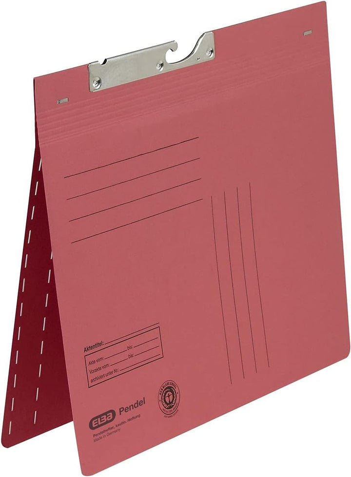 Elba Pendelhefter Zweifalz, A4, Kfm.-und Amtsheftung, Recycling, rot, 25 Stück rot Pendelhefter, Man