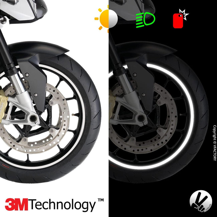 VFLUO CIRCULAR,(2er-Pack) Motorroller retroreflektierendes Felgenband-Kit (1 Rad), 3M Technology, Ba