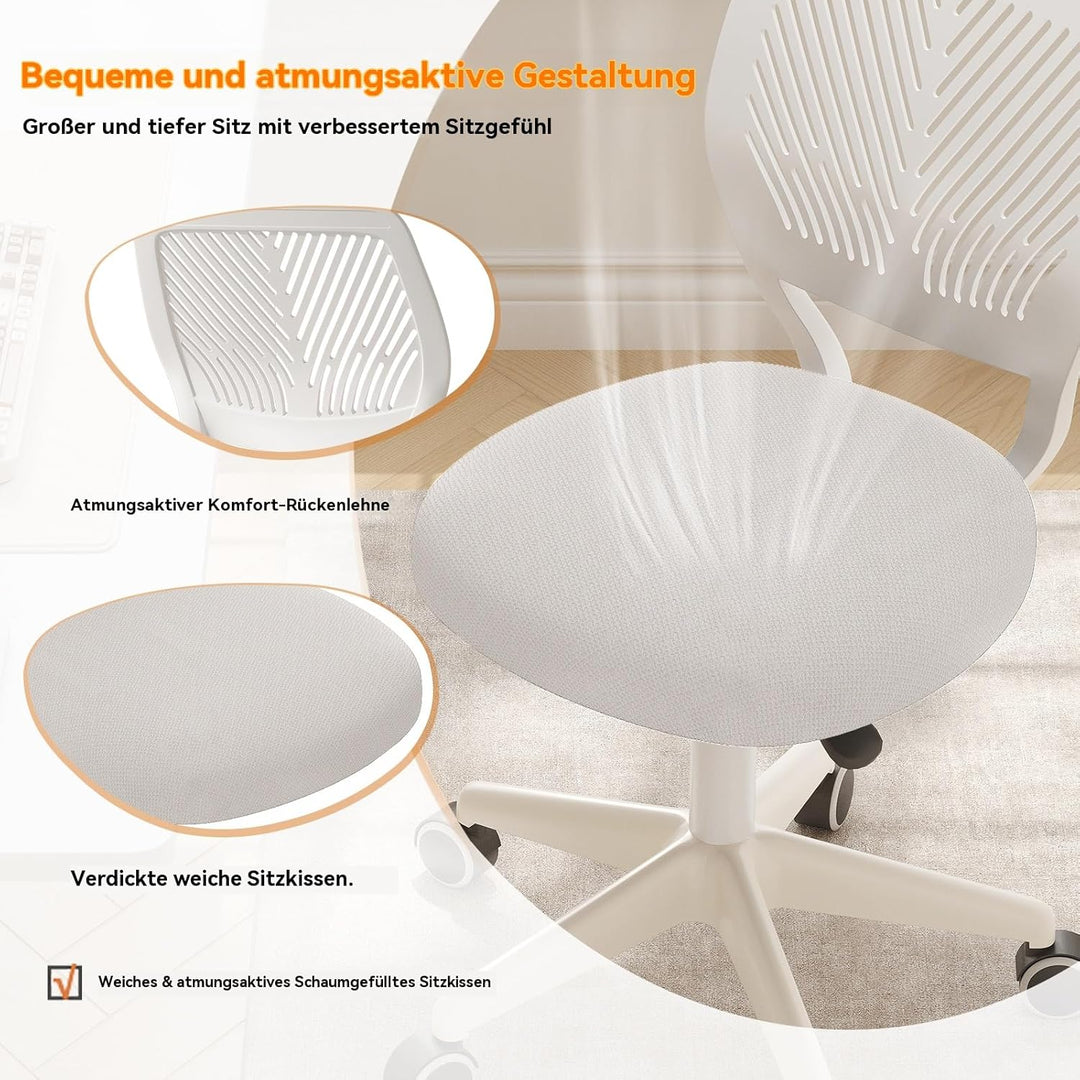 Drehbarer Bürostuhl mit weicher Polsterung, höhenverstellbarer Arbeitsstuhl, ergonomischer Schreibti