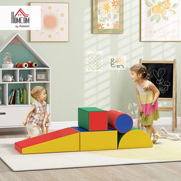 HOMCOM 5 TLG. Schaumstoff Bausteine Kinder Softbausteine Klettern Bauklötze Weiche Schaumstoffbauste