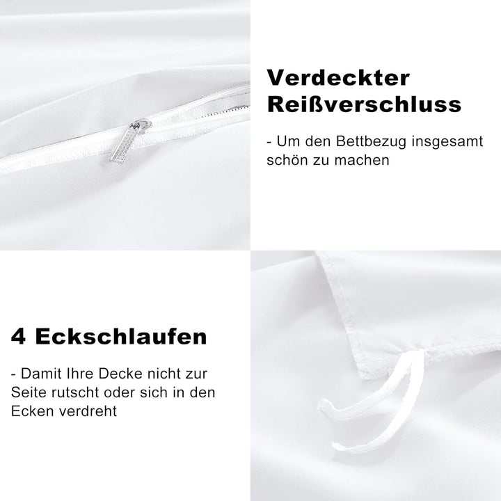 WAVVE Bettwäsche 220x240 3 teilig Weiss - Bettbezug 220 x 240 Set mit Kissenbezüge 80x80 cm, Bettwäs