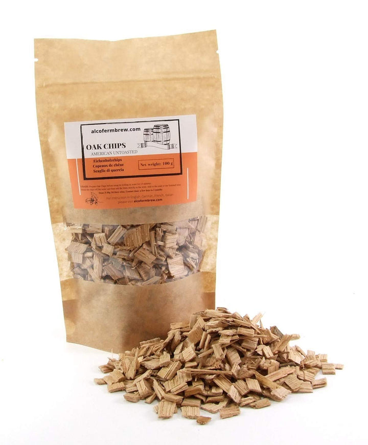 AlcoFermBrew Amerikanische Eichenholzchips Ungetoastet 100g – Naturbelassene Holzspäne zur Farb- & S
