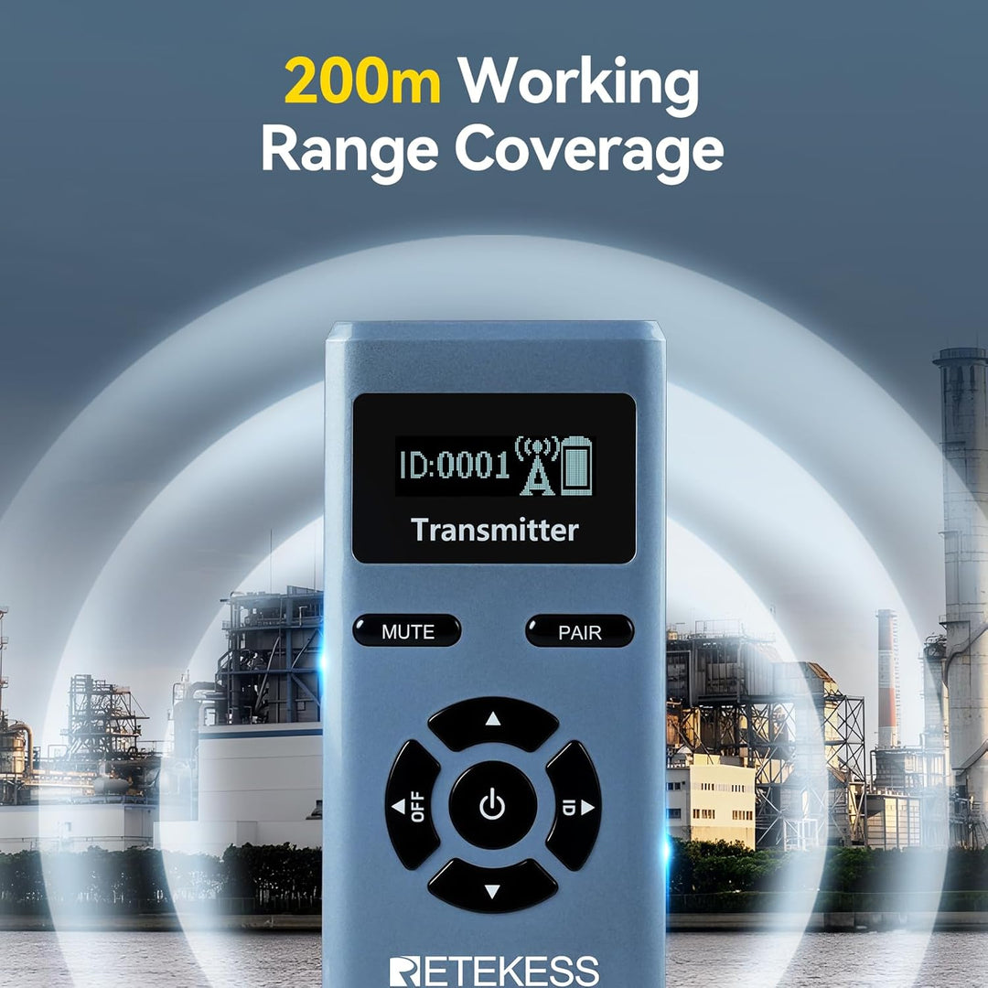 Retekess TT106S Drahtloses Tourguide-System, Ohrbügel-Empfänger, 2.4GHz, One-Touch-Bedienung, USB-La