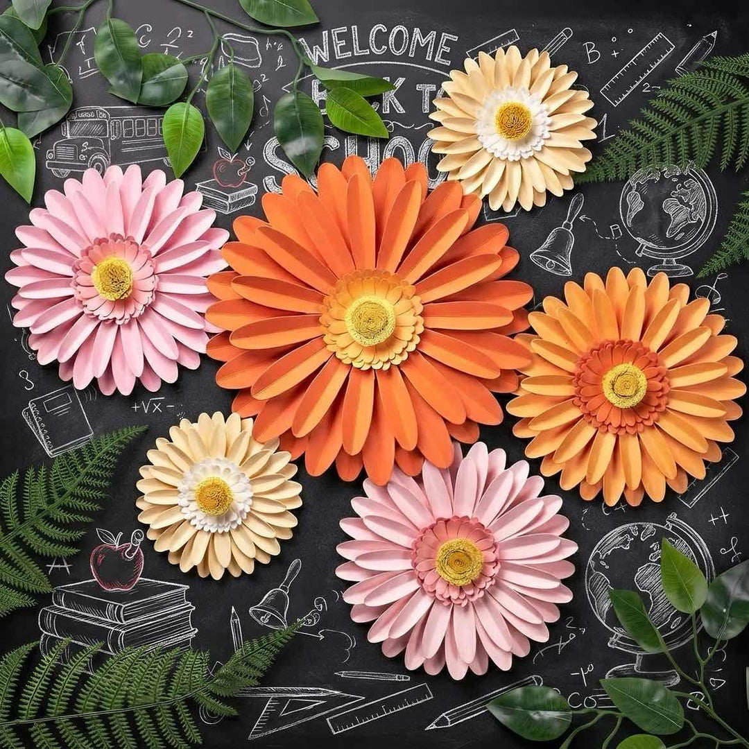 Easy Joy 6 Stück 3D Gänseblümchen Wanddeko,Papier Blumen Deko,Künstliche Blumen für Muttertag,Wohnzi