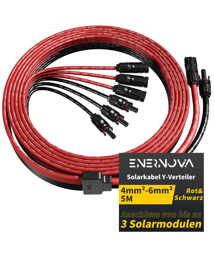 enernova Solarkabel Y-Verteiler, 4mm²-6mm² Solar-Anschlusskabel, IP68 Wasserdicht Solarkabel Verläng
