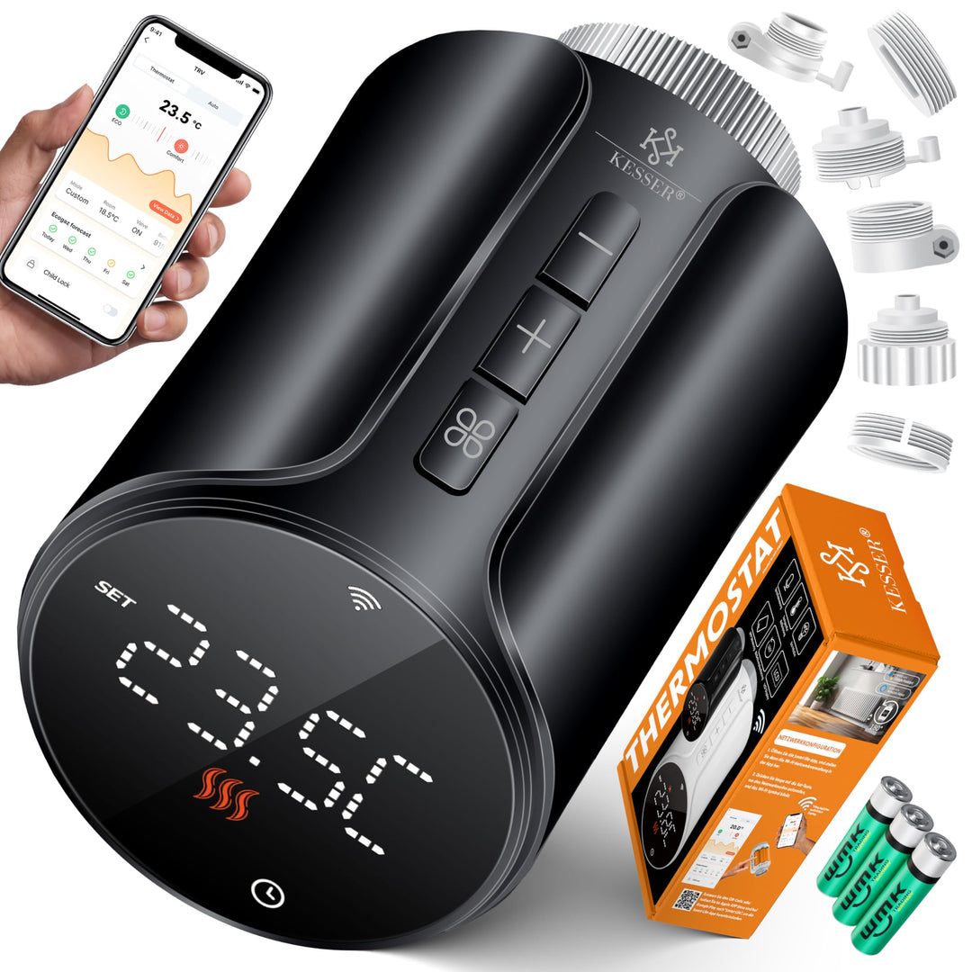 KESSER® Heizkörperthermostat WiFi Heizungsregler | Heizungsthermostat WLAN mit Smart Home App Steuer