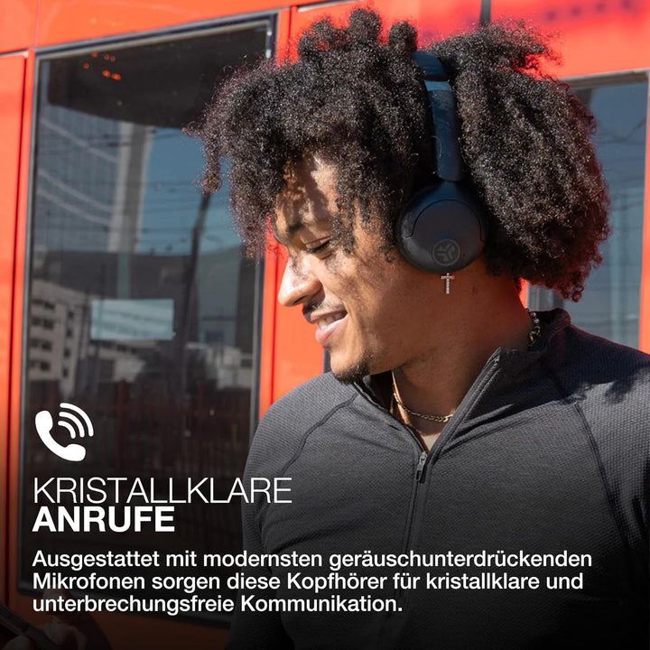 JLab Go Lux ANC Kopfhörer Noise Cancelling - Kabellose Bluetooth On Ear Kopfhörer mit Mikrofon, Akti