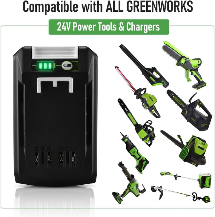 aunstarwei 24V 4.0Ah Ersatzakku für Greenworks 24V Akku 29842 29852 BAG708 BAG711 Kompatibel mit Gre