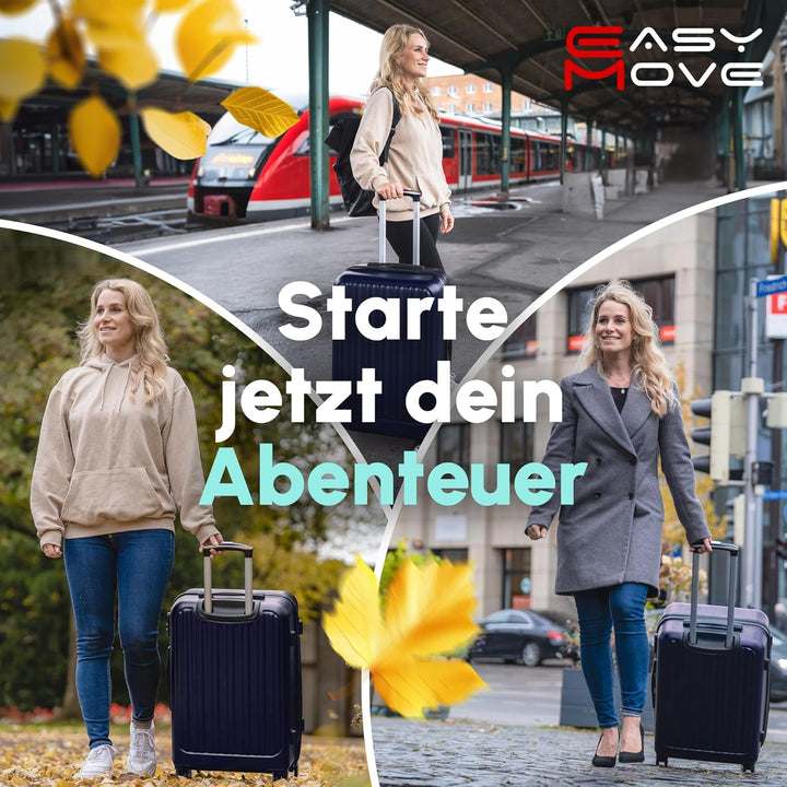 Easy Move Koffer Gross XL 74x50x29cm - Stabiler Hartschalenkoffer Reisekoffer mit 4 Rollen 360° leis