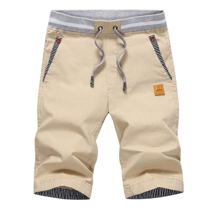 JustSun Kurze Hosen Herren Shorts Chino Baumwolle Sommer mit Tunnelzug M Khaki, M Khaki