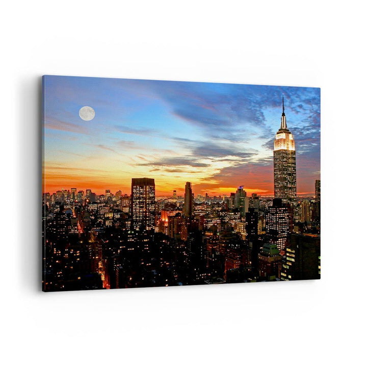 Bilder auf Leinwand 100x70cm Leinwandbild Amerika gebäude sonnenuntergang wolkenkratzer Gross Wandde