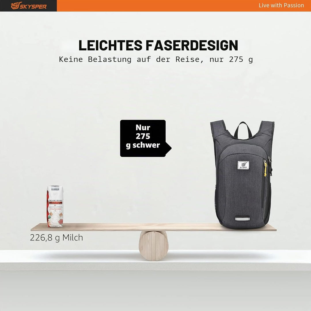SKYSPER 10L/15L/20L Faltbarer Rucksack Ultraleicht Tagesrucksack Wasserfest Daypack Reiserucksack Wa
