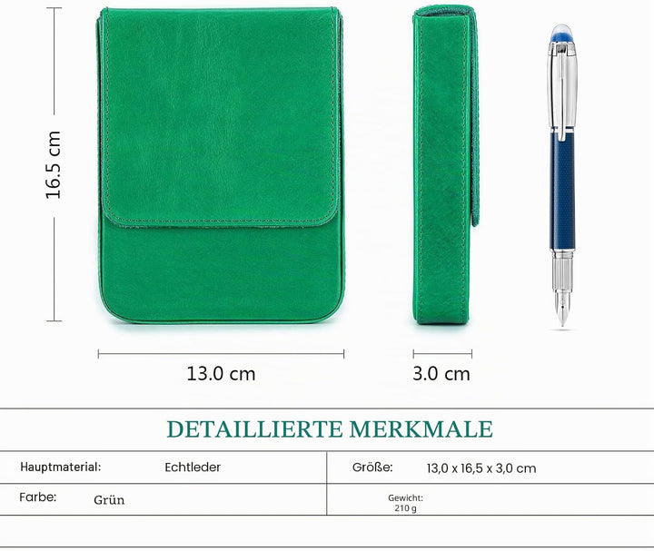 Hiram Leder-Füllfederhalter-Etui für 6 Stifte, Tragbare Aufbewahrungsbox für Stifte aus Pflanzlich G