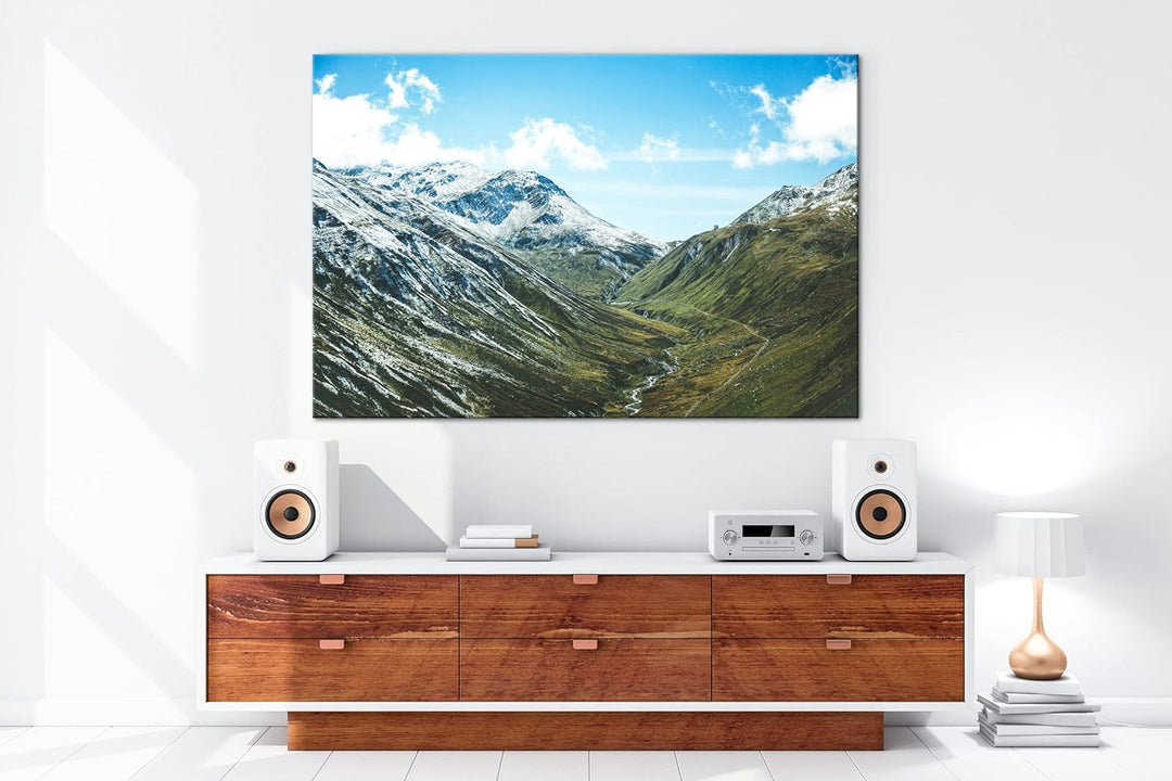deyoli durch die Berge schlingendes Tal Format: 60x40 als Leinwandbild, Motiv fertig gerahmt auf Ech