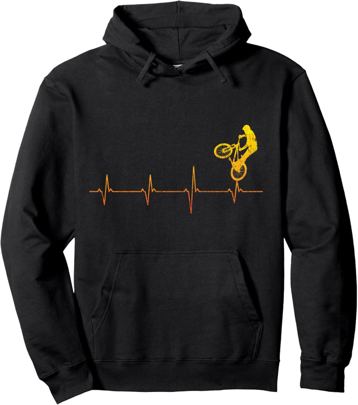 Trial Biker Heartbeat Hindernis Parcours BMX Bike Heartbeat Pullover Hoodie