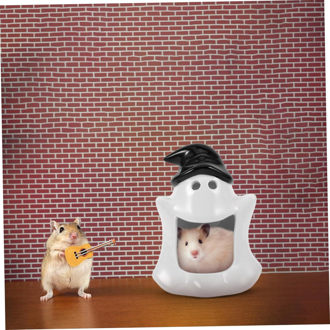 HEMOTON Keramisches Hamster Nest Halloween Geisterform Kühlversteck für Sommer Hamsterhaus für Klein