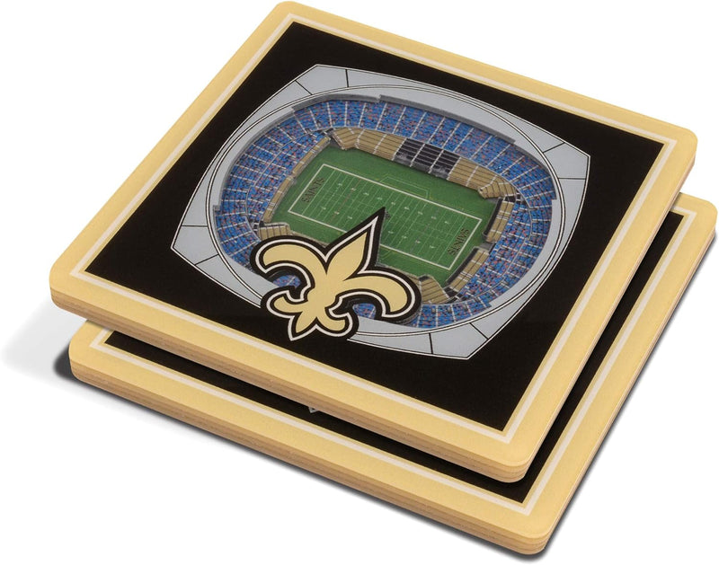 YouTheFan NFL 3D Team StadiumViews 4x4 Coasters - Set of 2 New Orleans Saints 4" x 4" Teamfarbe, New