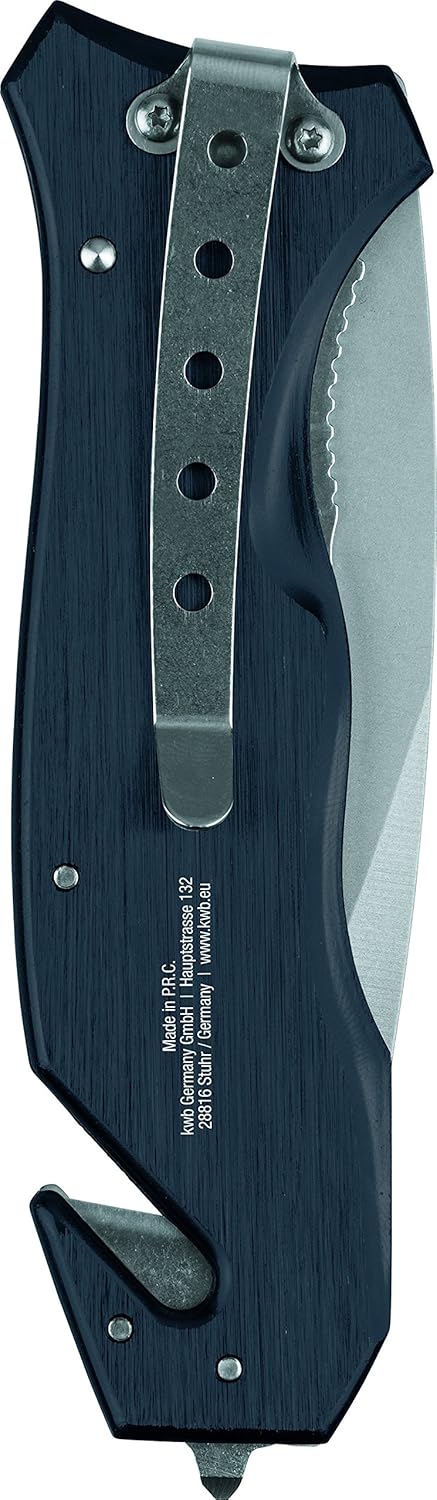 kwb Rettungsmesser mit Gurtschneider und Glasbrecher, extra scharf, Notfall-Messer mit 90 mm Klinge
