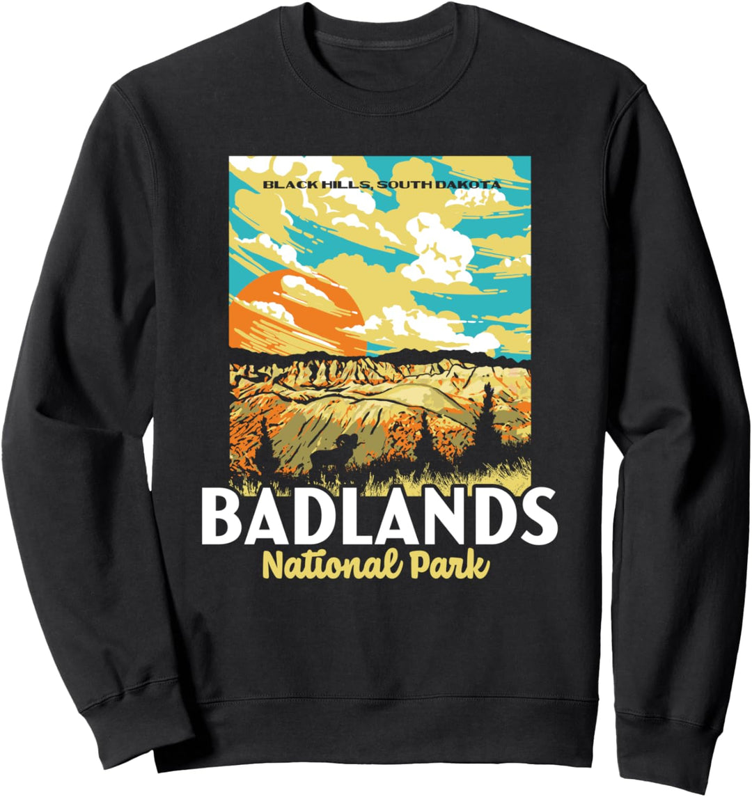 Retro Badlands National Park South Dakota WPA Style Vintage Sweatshirt