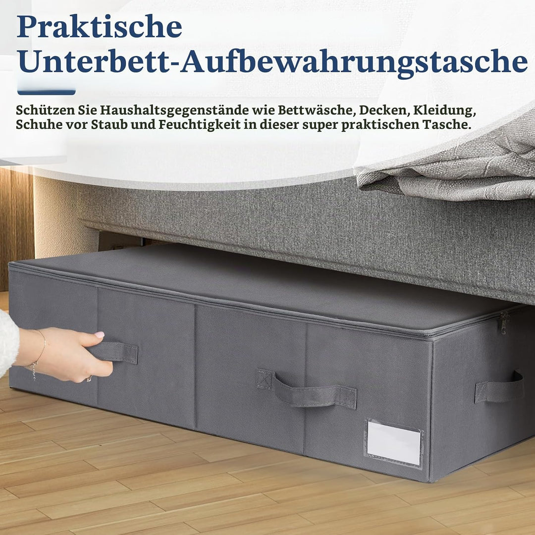 Lannvan Unterbettkommode,2 Stück Unterbett Aufbewahrungsbox mit Deckel 70L,faltbare design mit 4 Ver