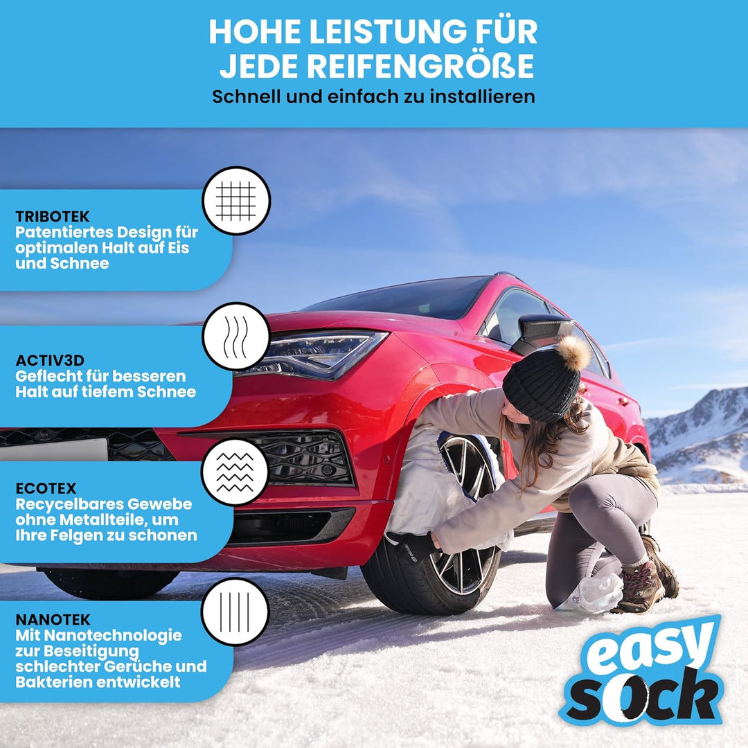 Easysock CAD8016 Textile Schneekette, Grösse XL GRÖSSE