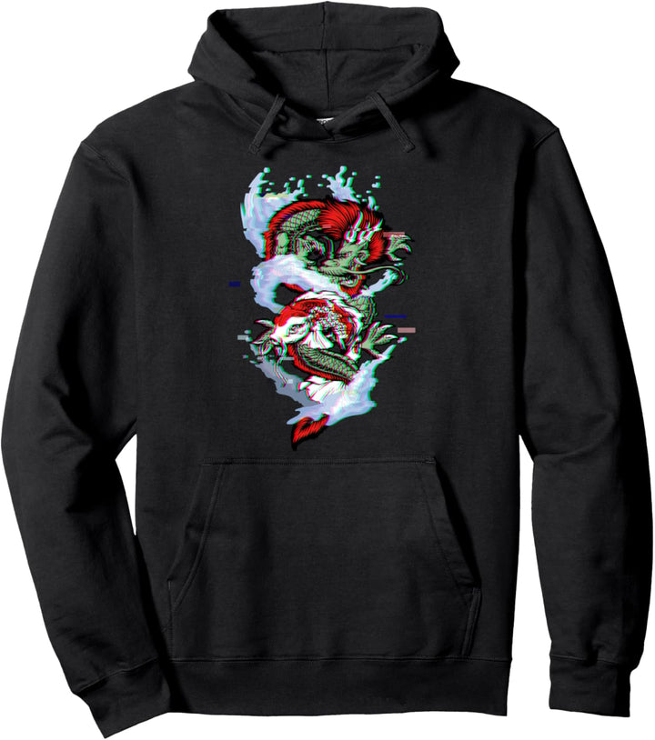 Japanisch Koi Fisch Karpfen Asian Dragon Vaporwave Aesthetic Pullover Hoodie