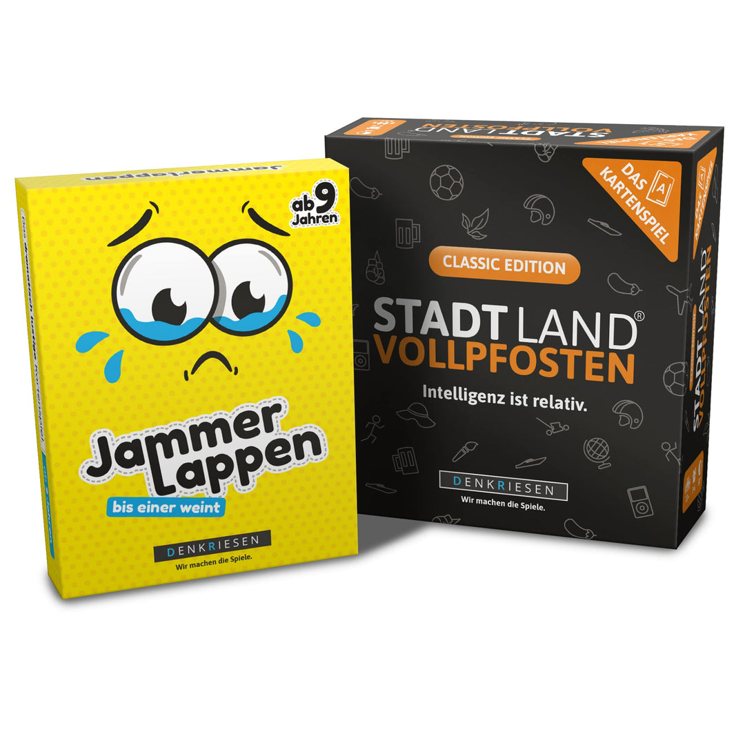 DENKRIESEN Family Pack - JAMMERLAPPEN + Stadt-Land VOLLPFOSTEN Kartenspiel - Classic Edition | Famil