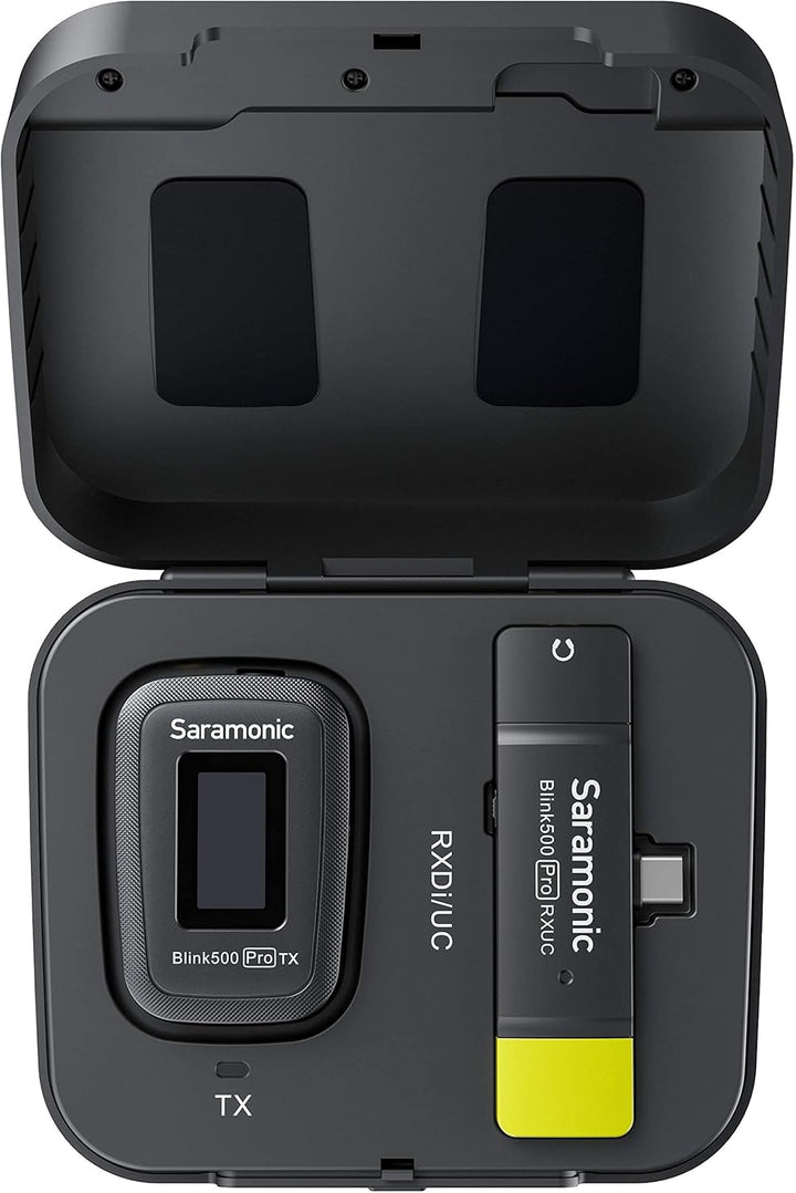 Saramonic Blink500 Pro B5 Mini Dual-Channel Stereo Funkmikrofon mit Ladetasche, 3,5 mm Kopfhörerausg